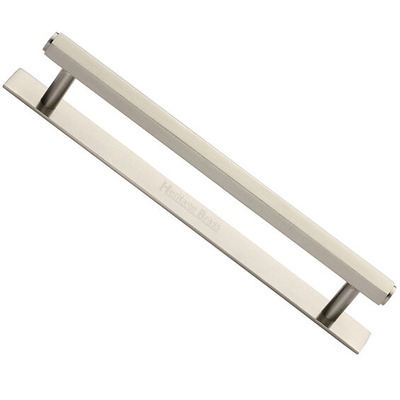 Heritage Brass Hexagonal Cabinet Drawer Pull Handle With Plate (96mm, 128mm OR 160mm C/C), Satin Nickel - PL4422-SN SATIN NICKEL - 96mm c/c
