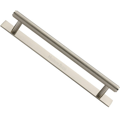 Heritage Brass Knurled Cabinet Pull Handle With Plate (96mm, 128mm OR 160mm C/C), Satin Nickel - PL4458-SN SATIN NICKEL - 96mm c/c