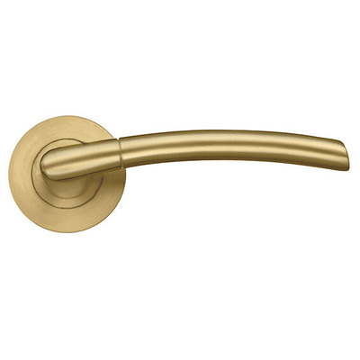 Zoo Hardware Stanza Olympus Lever On Round Rose, Favo Satin Brass - ZPZ140-FSB (sold in pairs) FAVO SATIN BRASS