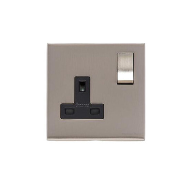 M Marcus Electrical Winchester Single 13 AMP Switched Socket, Satin Nickel - W05.240.SNBK SATIN NICKEL