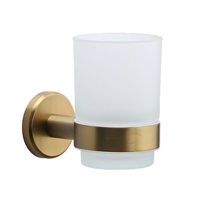 Heritage Brass Oxford Toothbrush Holder With Frosted Glass Tumbler, Satin Brass - OXF-TUMBLER-SB SATIN BRASS