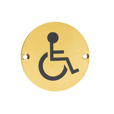 Zoo Hardware ZSS Door Sign - Disabled Facilities Symbol, PVD Satin Brass - ZSS07-PVDSB PVD SATIN BRASS