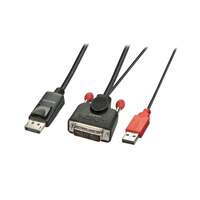Image of Lindy 3m DVI-D (with USB) to DP Active Adapter Cable, Black