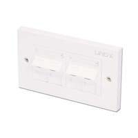Image of Lindy CAT5e Double Wall Plate with 4 x Angled RJ-45 Shuttered Socket,