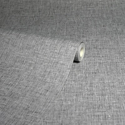 Linen Texture Wallpaper Mid Grey Arthouse 676007
