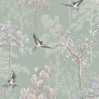 Image of Japanese Garden Wallpaper Sage Green World of Wallpaper 946102