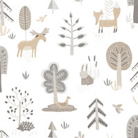 Image of Little Explorers 2 Wallpaper Country Animals Silver Grey Galerie 14801