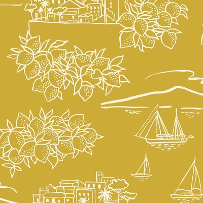 Travelogue Collection Limoneto Wallpaper Mustard Yellow Mini Moderns MMTLG04MU

