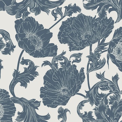 Ekbacka Papaver Floral Wallpaper Blue White Galerie 14023
