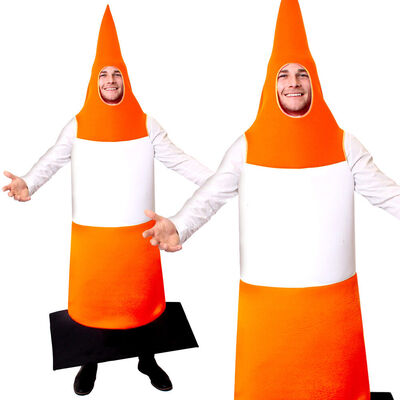 Adult Orange Road Traffic Cone Fancy Dress Costume