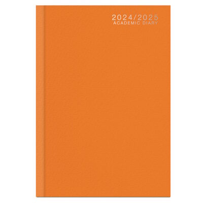 2024/2025 Academic A5 Day A Page Mid Year Hardback Diary - ORANGE