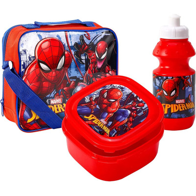 Marvel Spiderman Sandwich Packed Lunch Box With Bag & Bottle