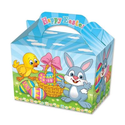 Pack Of Ten Easter Bunny Cardboard Party Food Lunch Boxes - FOUR PACKS (40)