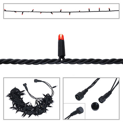 LED String Light Rubber Connectable Design in Red - 10m
