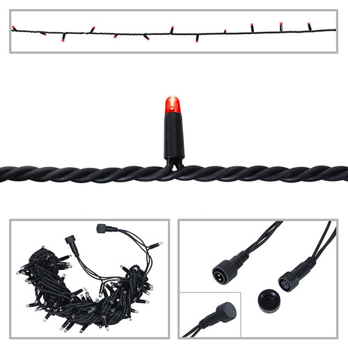 LED String Light Rubber Connectable Design in Red - 10m