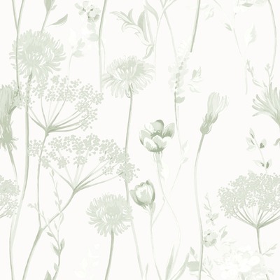 Catherine Lansfield Meadowsweet Floral Wallpaper Sage Green Muriva 165584
