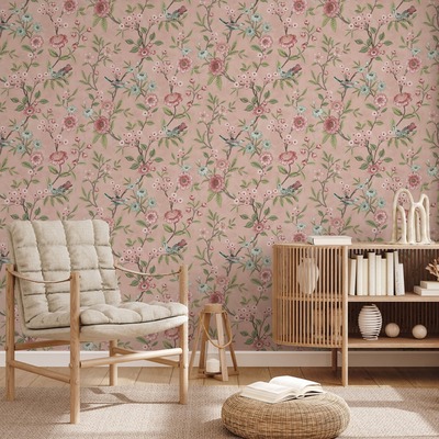 Eleanor Floral Wallpaper Pink Fine Decor FD43445
