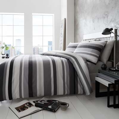 Polycotton Monochrome Stripe - Extra Large Single Duvet Cover Set – The Big Little Duvet Co.