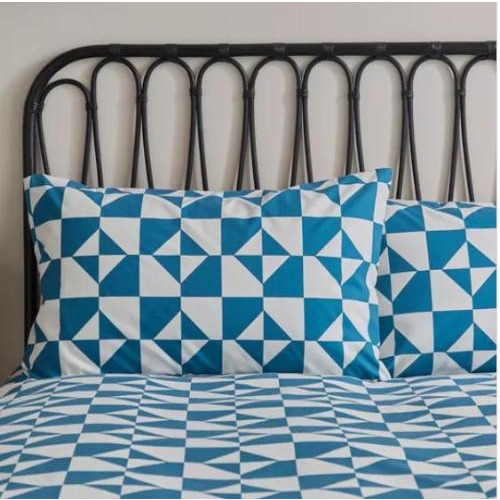 Polycotton Scandi Geo Reversible Teal - Extra Large Single Duvet Cover Set