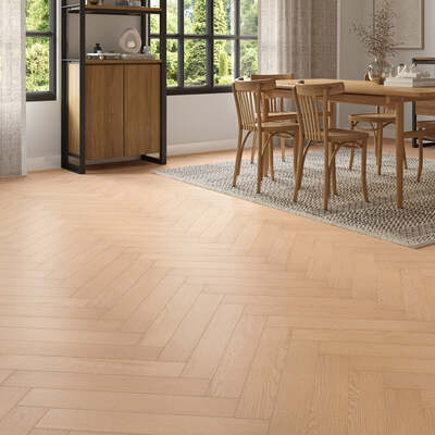 Milan 12mm Clapham Oak Herringbone Laminate – Lusso