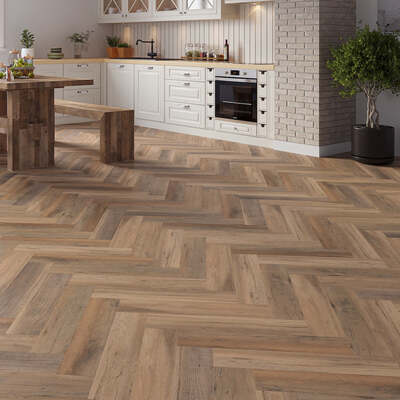 Lusso Brescia Beachfront Oak Herringbone SPC Click Vinyl Flooring – Lusso