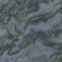 Elle Decoration Mystic Spell Marble Textured Vinyl Wallpaper Navy / Gold 10447-08