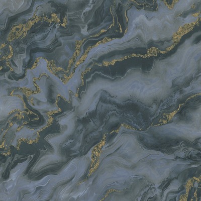Elle Decoration Mystic Spell Marble Textured Vinyl Wallpaper Navy / Gold 10447-08
