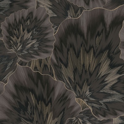 Bliss Floral Textured Vinyl Wallpaper Black / Gold Erismann 10402-15
