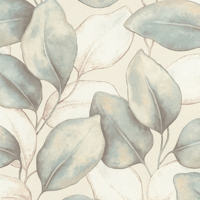 Opulenza Leaf Vinyl Wallpaper Blue Rasch 659863
