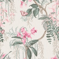 Suki Floral Textured Wallpaper Pink / Cream Belgravia 2163