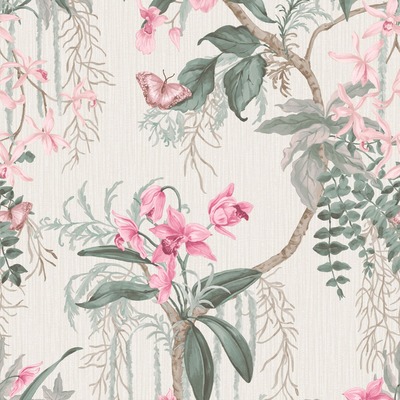 Suki Floral Textured Wallpaper Pink / Cream Belgravia 2163
