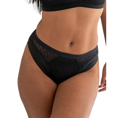 Pour Moi Geo Sculpt High Leg Brief - Black