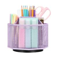 EXERZ Desk Organiser/Mesh Desk Tidy Caddy/Pencil Holder/Multifunctional 360 Rotating – Light Purple