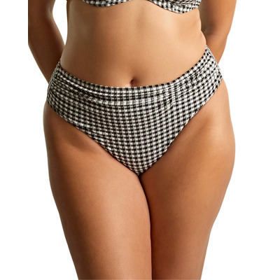 Panache Midi Bikini Brief - Black Gingham - S - 10
