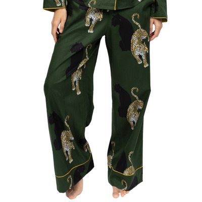 Cyberjammies Olive Leopard Print Wide Pyjama Bottoms - Olive Green Mix - 2XL - 18