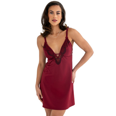 Pour Moi Hollywood Lace Trim Chemise - Burgundy
