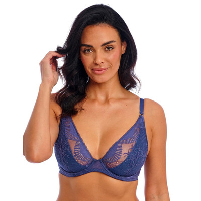Wacoal Sensu Lace Underwired Plunge Bra - Dark Azure