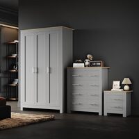 ELEGANT Cabinet Furniture Set with Large Hanging Space New Luxury Style Cabinet for Bedroom Storage, Grey/Oak
