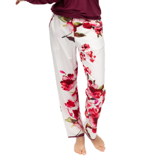 Cyberjammies Isabella Floral Printed Jersey Pyjama Bottoms - Ox Blood Mix - XXS