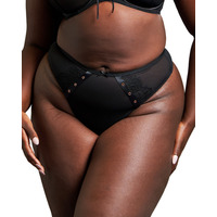 Scantilly By Curvy Kate Laced Up High Waist Thong – Black – 2XL – 18