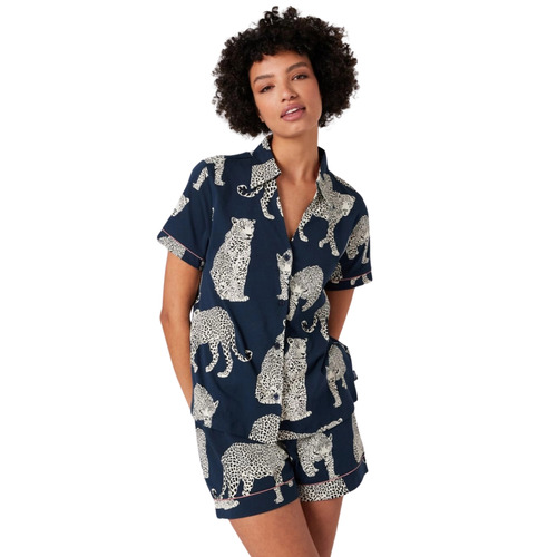 Chelsea Peers Organic Cotton Short Pyjama Set - Leopard Print