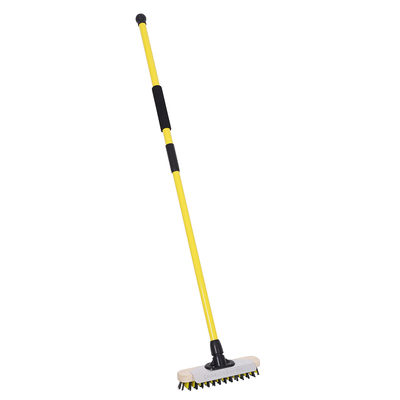 BULLDOZER PRO Heavy Duty Deck Scrub with Scraper and Telescopic Handle