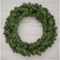 The Christmas Centre Evergreen 36in (90cm) Prelit Christmas Wreath with Warm White Battery Operated LED Lights
