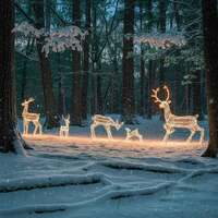Outdoor Light Up Laser Ribbon Christmas LED Reindeer Large Family Set