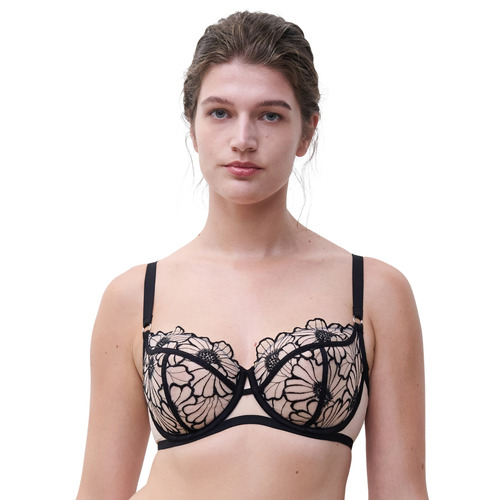 Chantelle Lush Half-Cup Bra - Black/Soft Pink