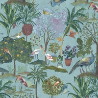 Paradise Garden Wallpaper Teal World of Wallpaper WOW177