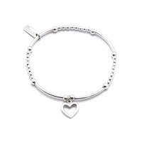 Image of Cute Mini Bracelet With Open Heart Charm - Silver
