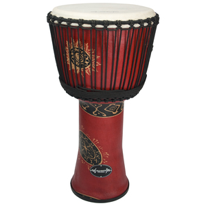 World Rhythm 8 Inch Rope Tuned Djembe Drum Red African Synthetic