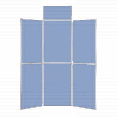 6 Panel Folding Display Stand Grey Frame/Blueberry Fabric