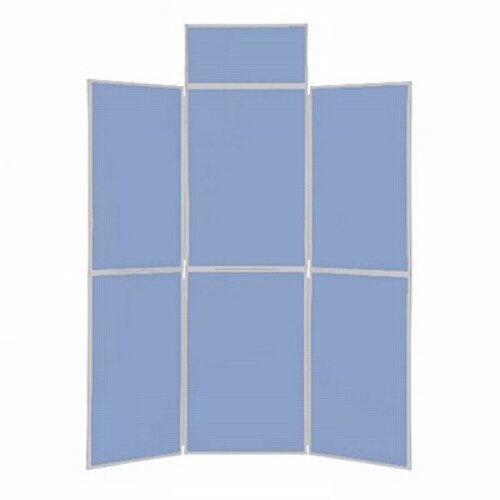 6 Panel Folding Display Stand Grey Frame/Blueberry Fabric